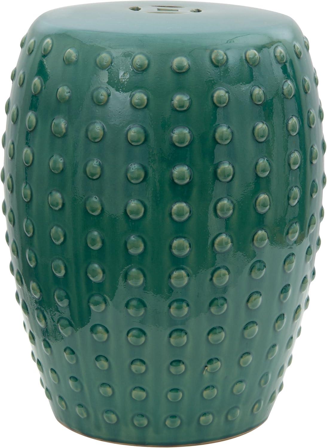 Oriental Furniture 20" Raised Dot Porcelain Garden Stool, Green