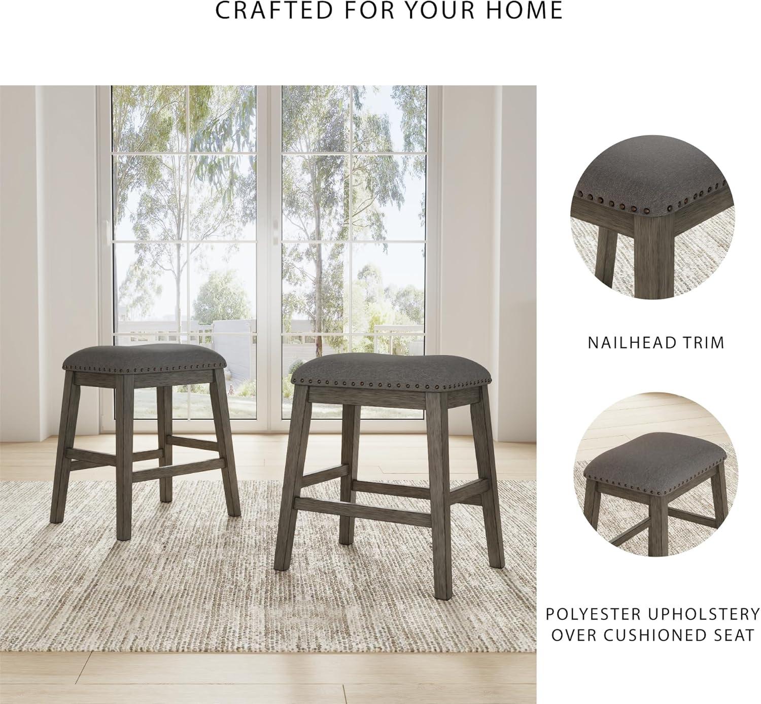Signature Design by Ashley Caitbrook Rustic 24.4" Counter Height Upholstered Barstool, Set of 2