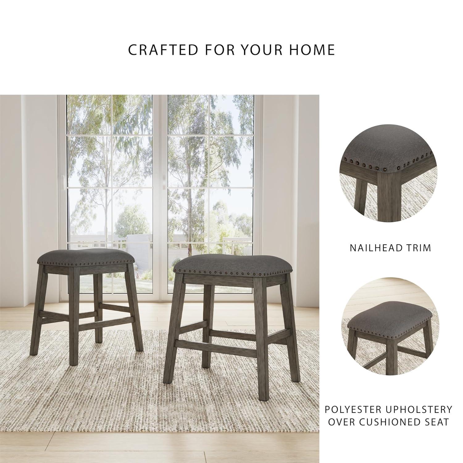 Signature Design by Ashley Caitbrook Rustic 24.4" Counter Height Upholstered Barstool, Set of 2