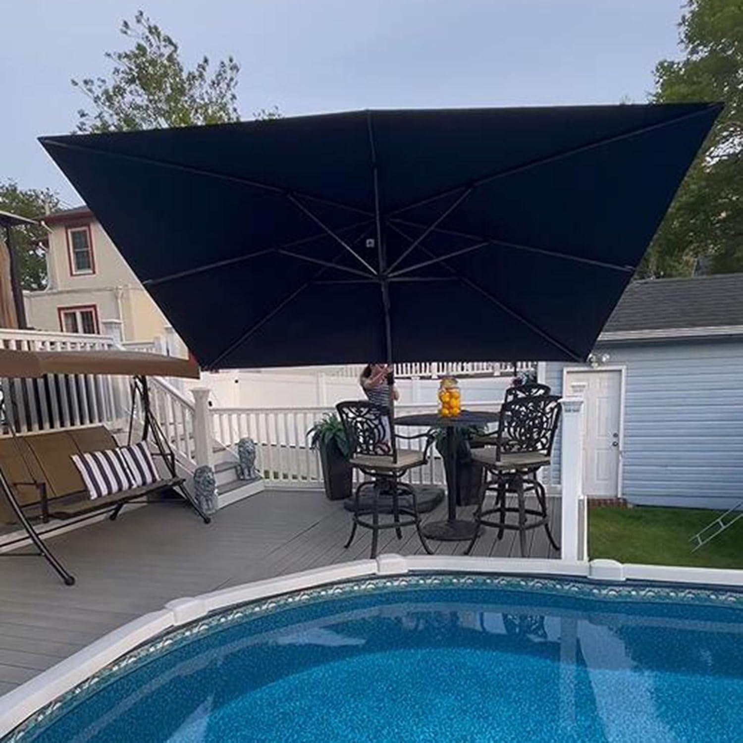 Navy Blue 10' x 13' Outdoor Cantilever Umbrella with Aluminum Base