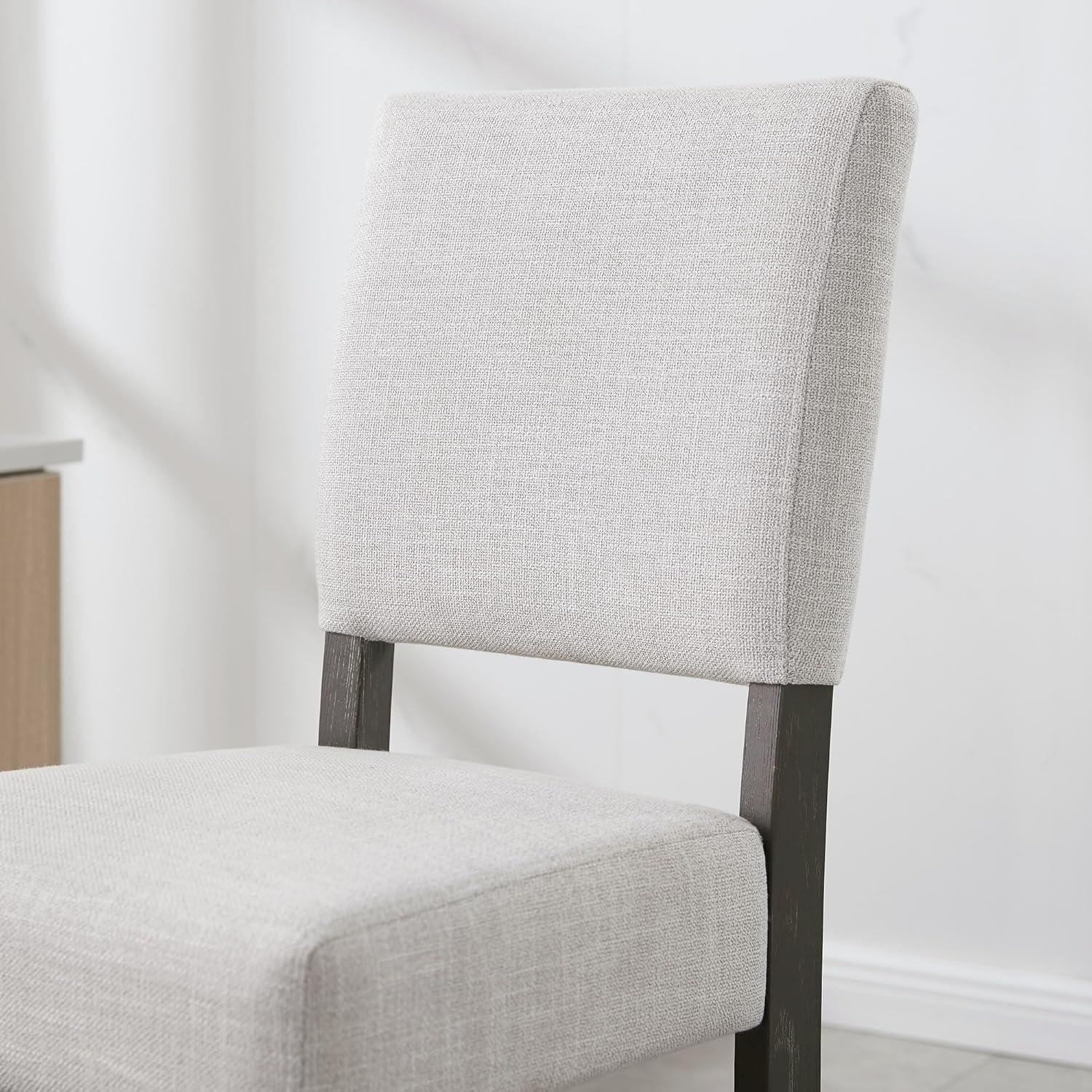 Leick Home 10087-BBHG Upholstered Back Bar Height Stool with Wood Base, Set of 2, for Elevated Kitchen Counters, High Top Tables, and Bars, Blackbean and Heather Gray