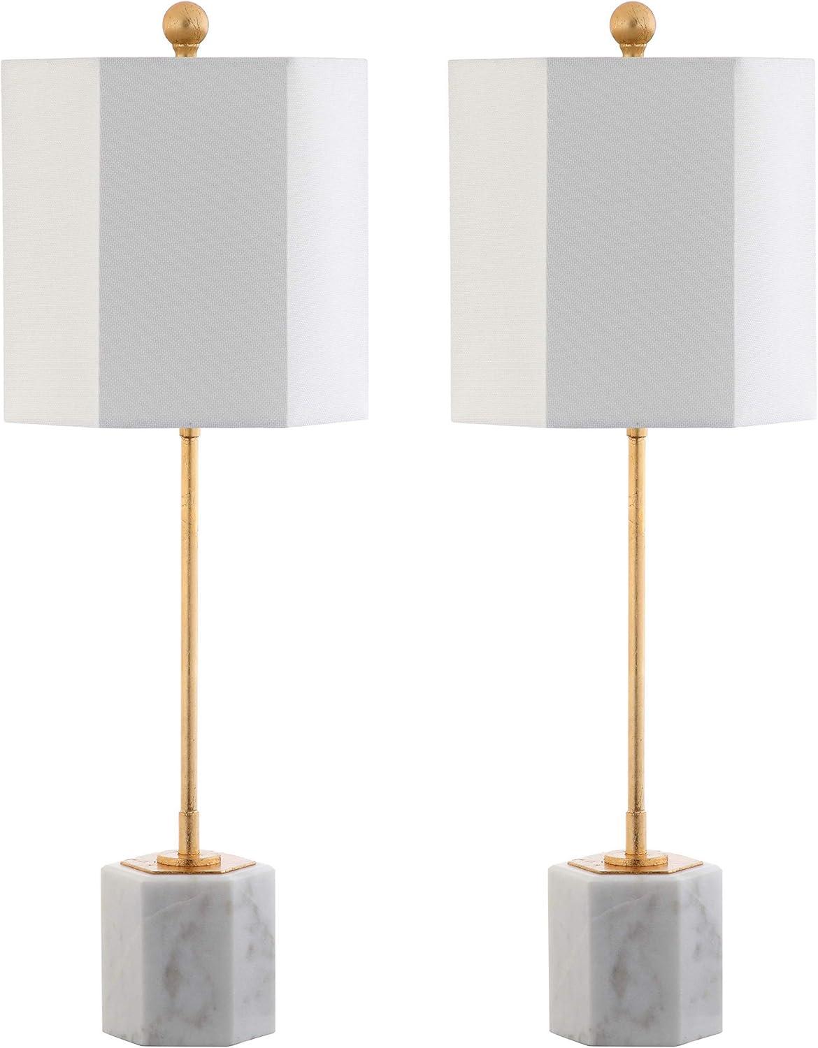 Magdalene Marble Table Lamp (Set of 2) - 29 Inch Height - TBL4069 - White Marble/Gold - Safavieh