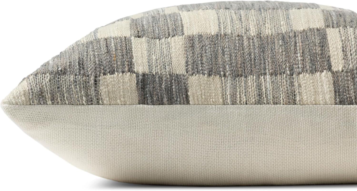 Adams Pillow by Amber Lewis x Loloi - Charcoal and Ivory / 18" x 18" / Down