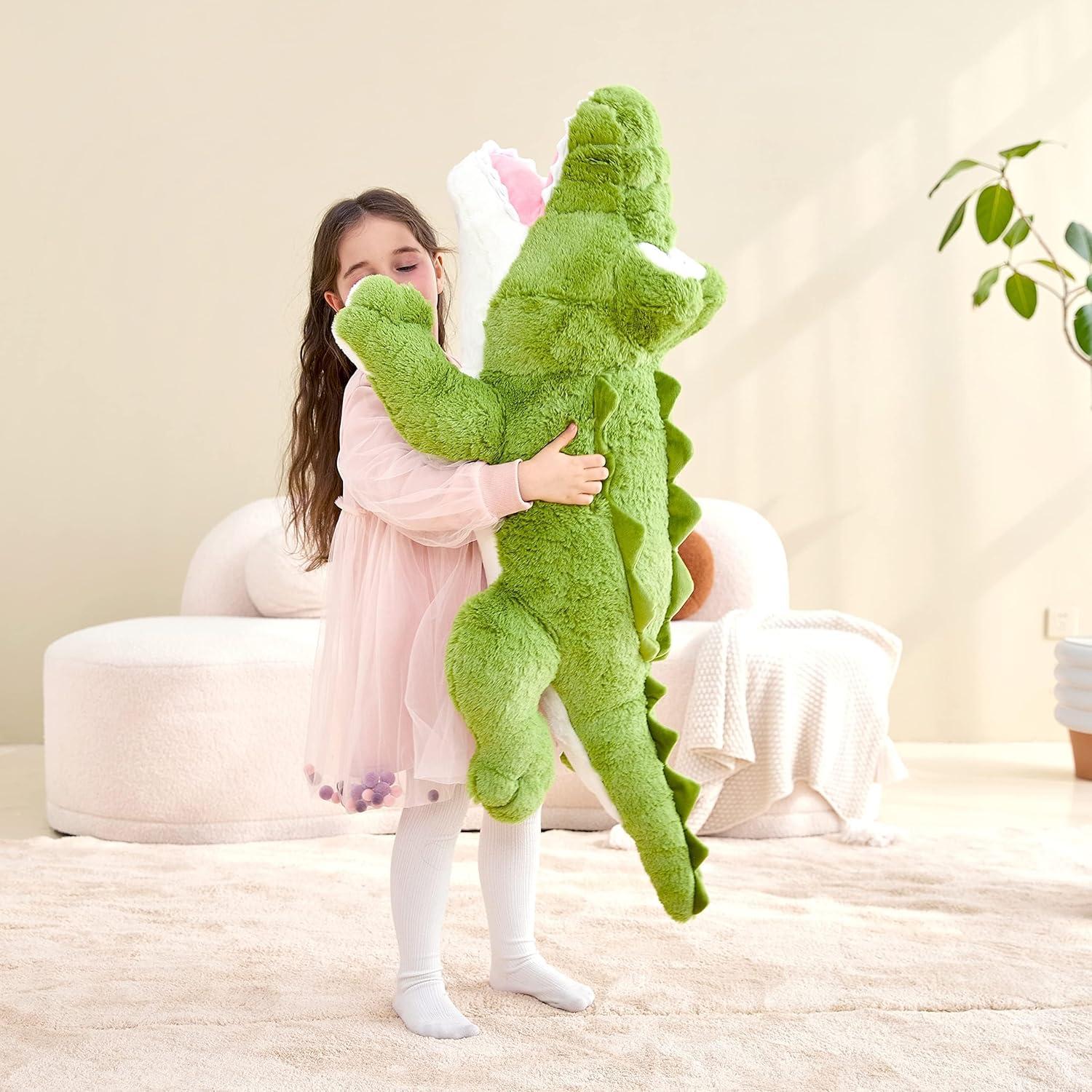 IKASA Giant Crocodile Stuffed Animal Plush Toy,Large Jumbo Alligator 30" Green Huge Cute Soft Toys,Big Size Plushy Fluffy Fat Oversized Plushie,Gifts for Kids Girls Boys Girlfriend Children