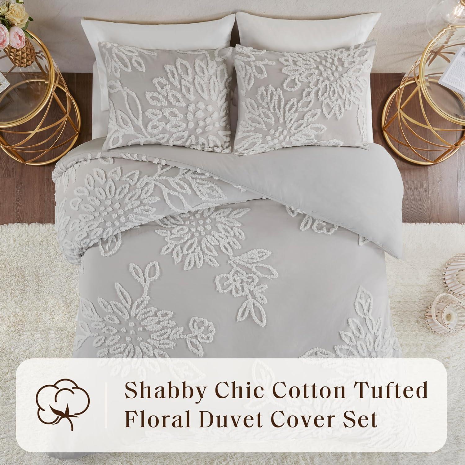 Kelly Clarkson Home Gwyneth 3 Piece Tufted Cotton Chenille Floral Duvet Cover Set