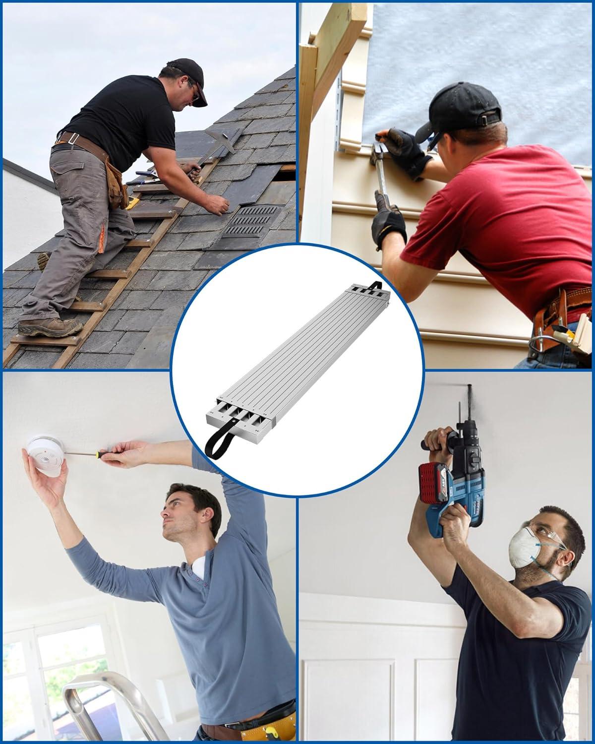 6-9ft Telescoping Plank, Aluminum Work Plank, 440lbs Capacity, Aluminum Scaffolding Plank with Skid-Proof Platform Scaffold Ladder Accessory