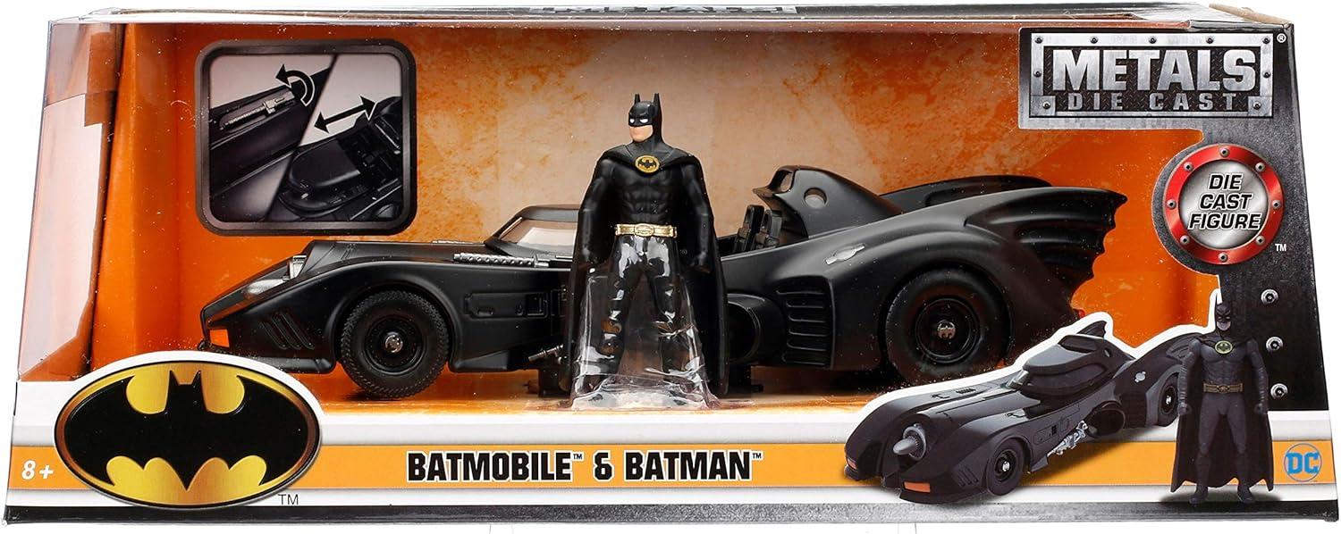 1989 Movie Batmobile Black Chrome Finish 1:24 Scale Die-Cast Metal Vehicle with Mini-Figure - Exclusive