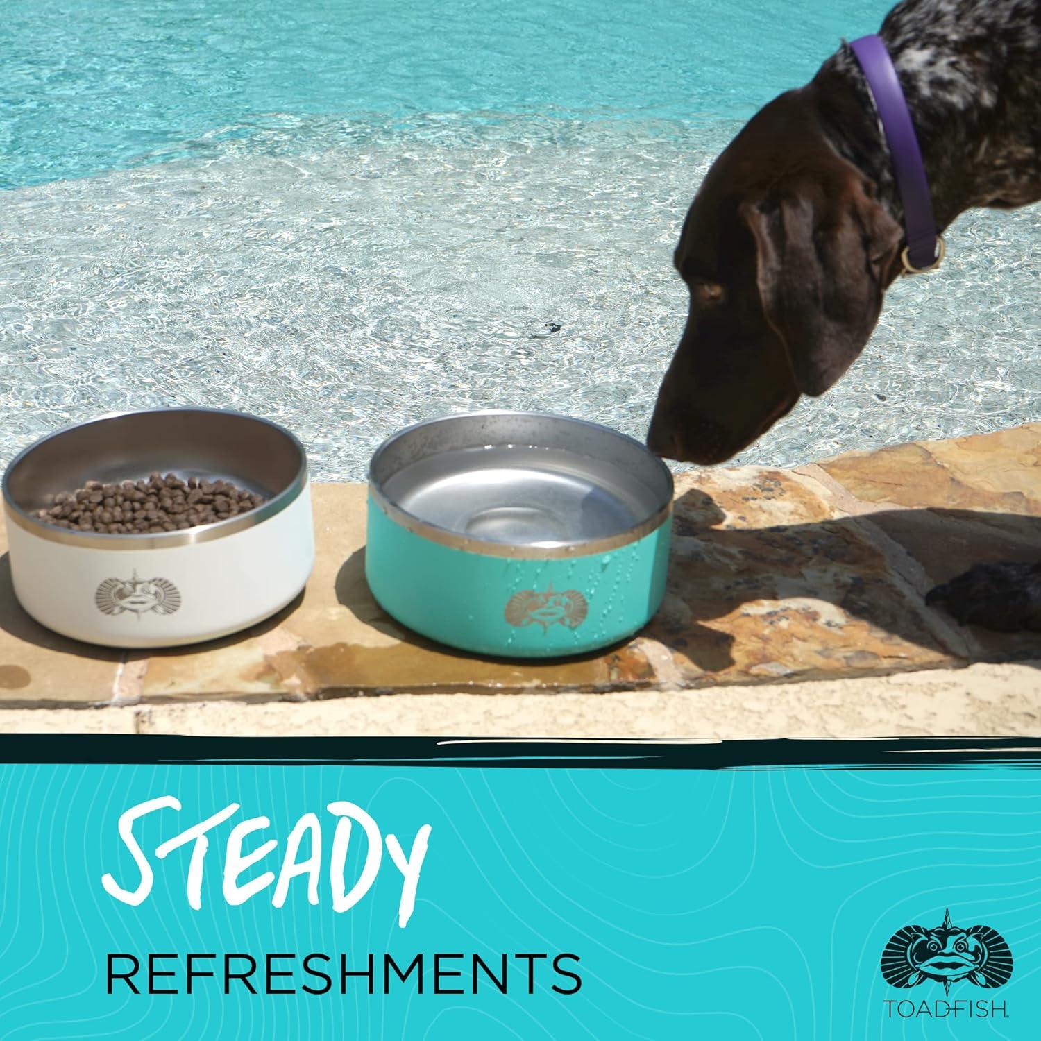 White Stainless Steel Non-Tipping Dog Bowl with Lid