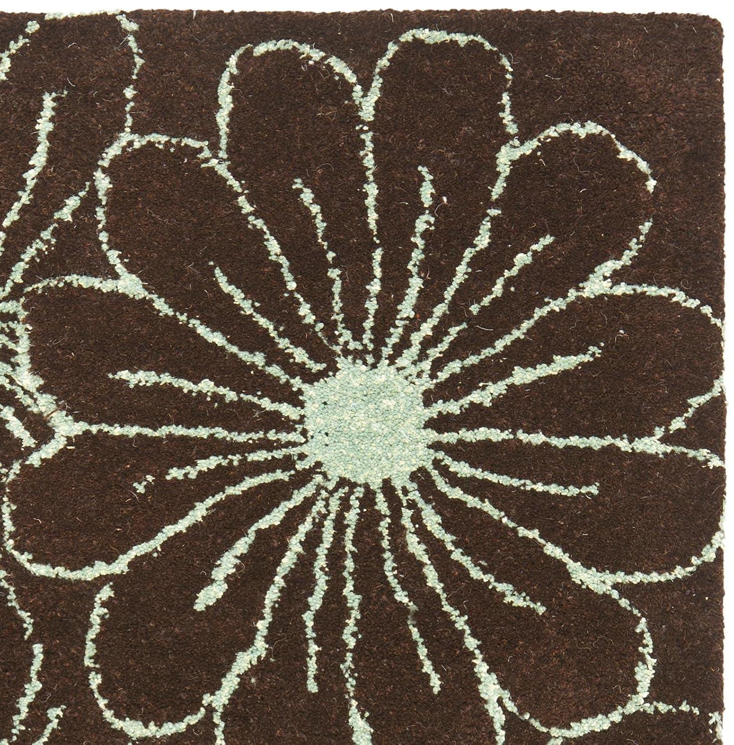 SAFAVIEH Soho Megan Floral Wool Area Rug, Brown/Teal, 2' x 3'