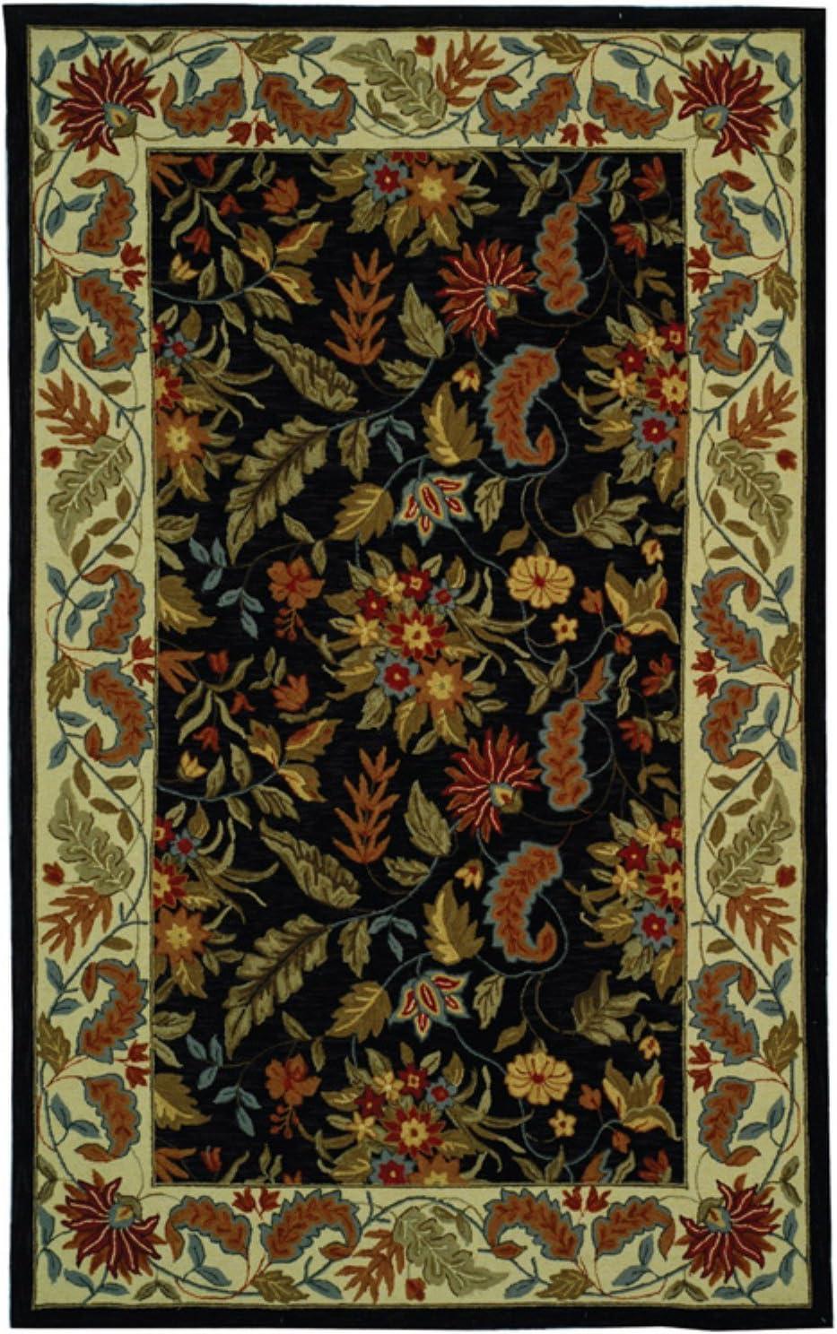 SAFAVIEH Chelsea Alaia Floral Wool Area Rug, Black, 6' x 6' Square