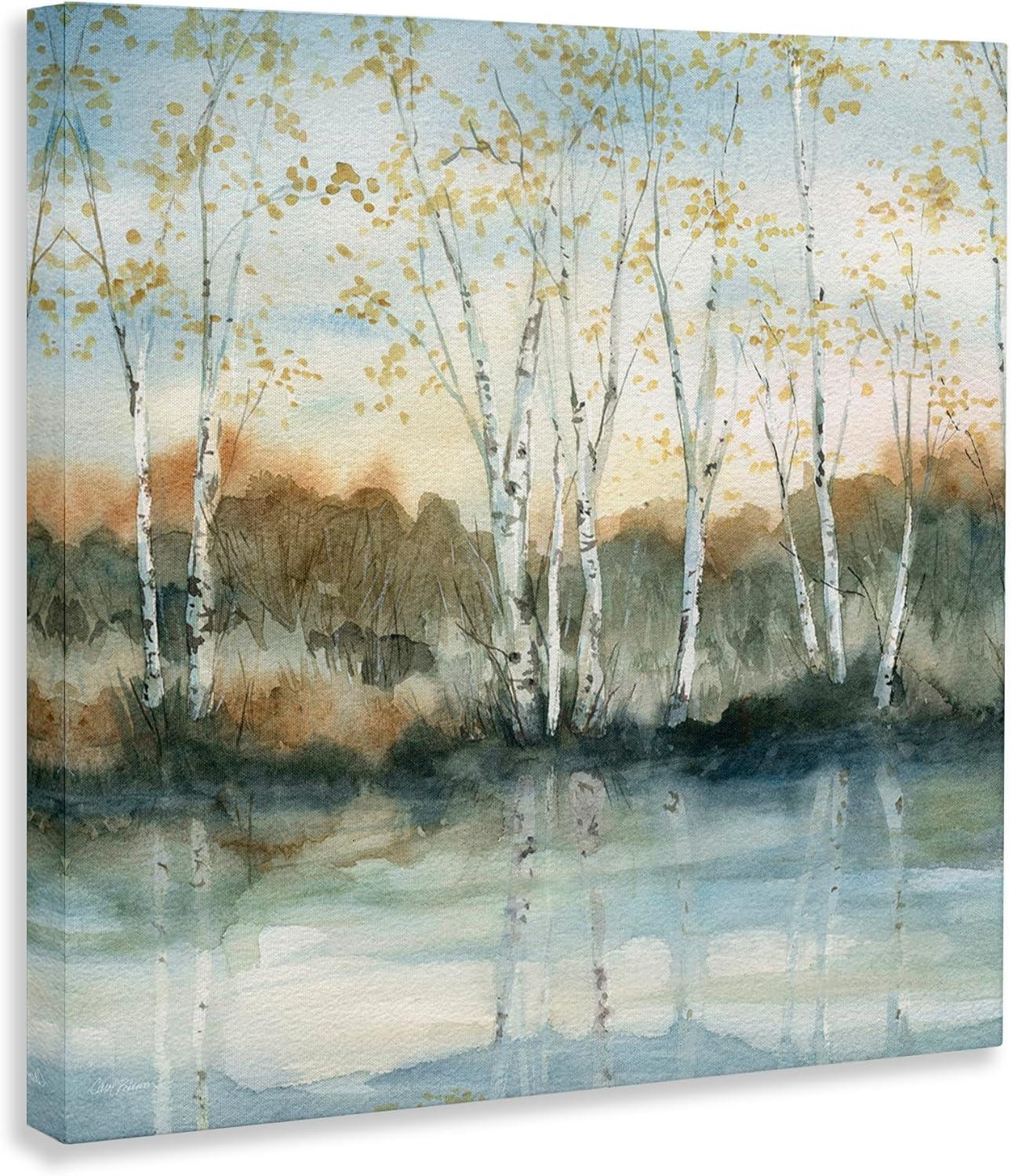 Stupell Industries Birch Tree Reflections Quaint Lake Clearing Landscape Painting Gallery Wrapped Canvas Print Wall Art, Design by Carol Robinson