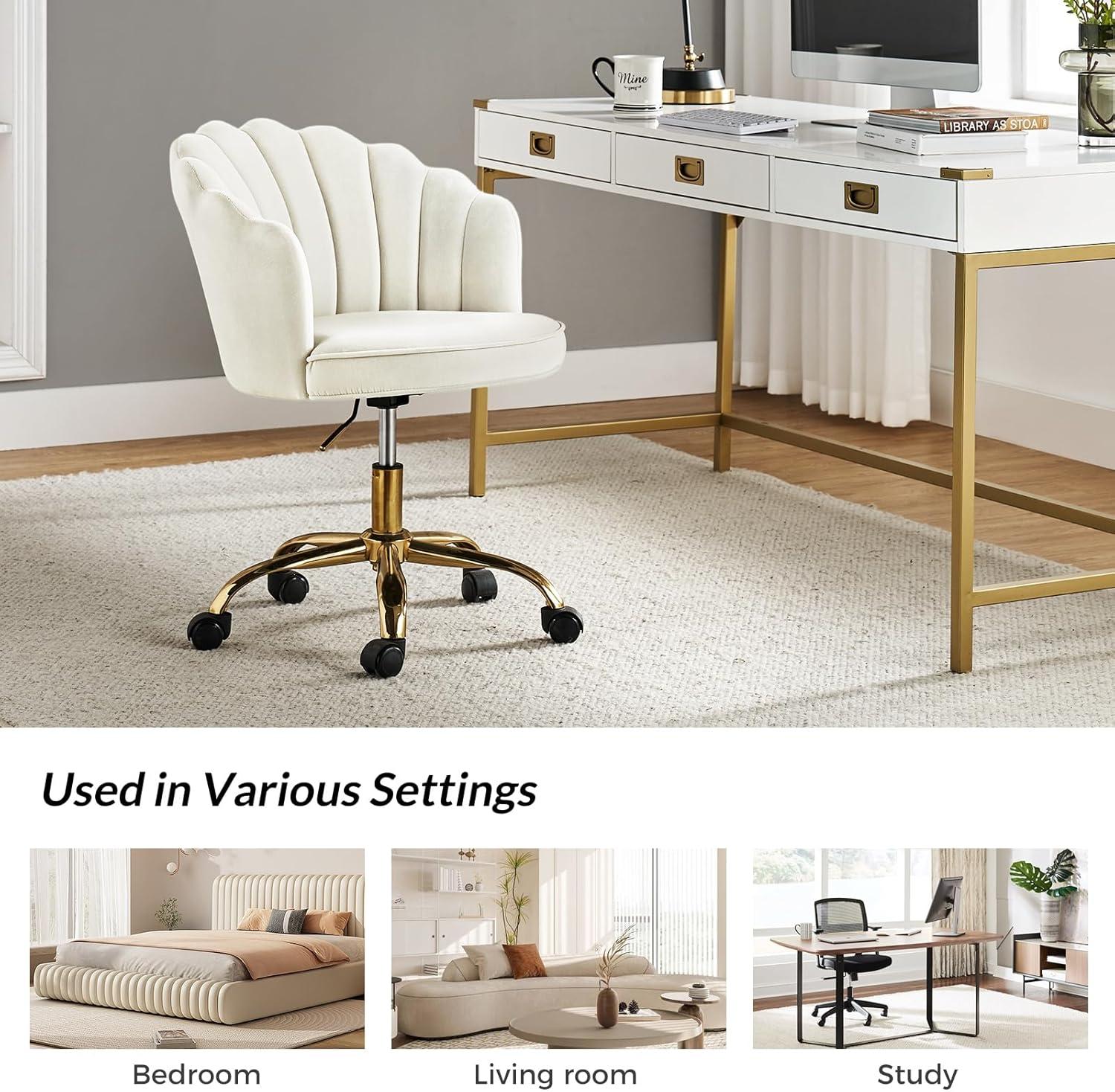 Ilia comtemperary wingback Task Chair Swivel Office Chair  with channel Tufted Back | Karat Home - IVORY
