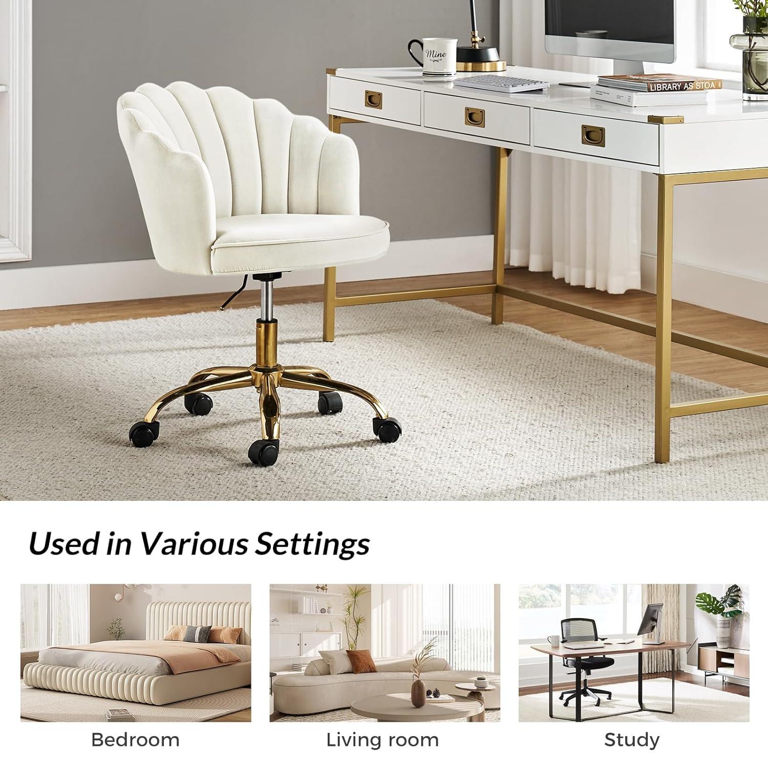 Ilia comtemperary wingback Task Chair Swivel Office Chair  with channel Tufted Back | Karat Home - IVORY