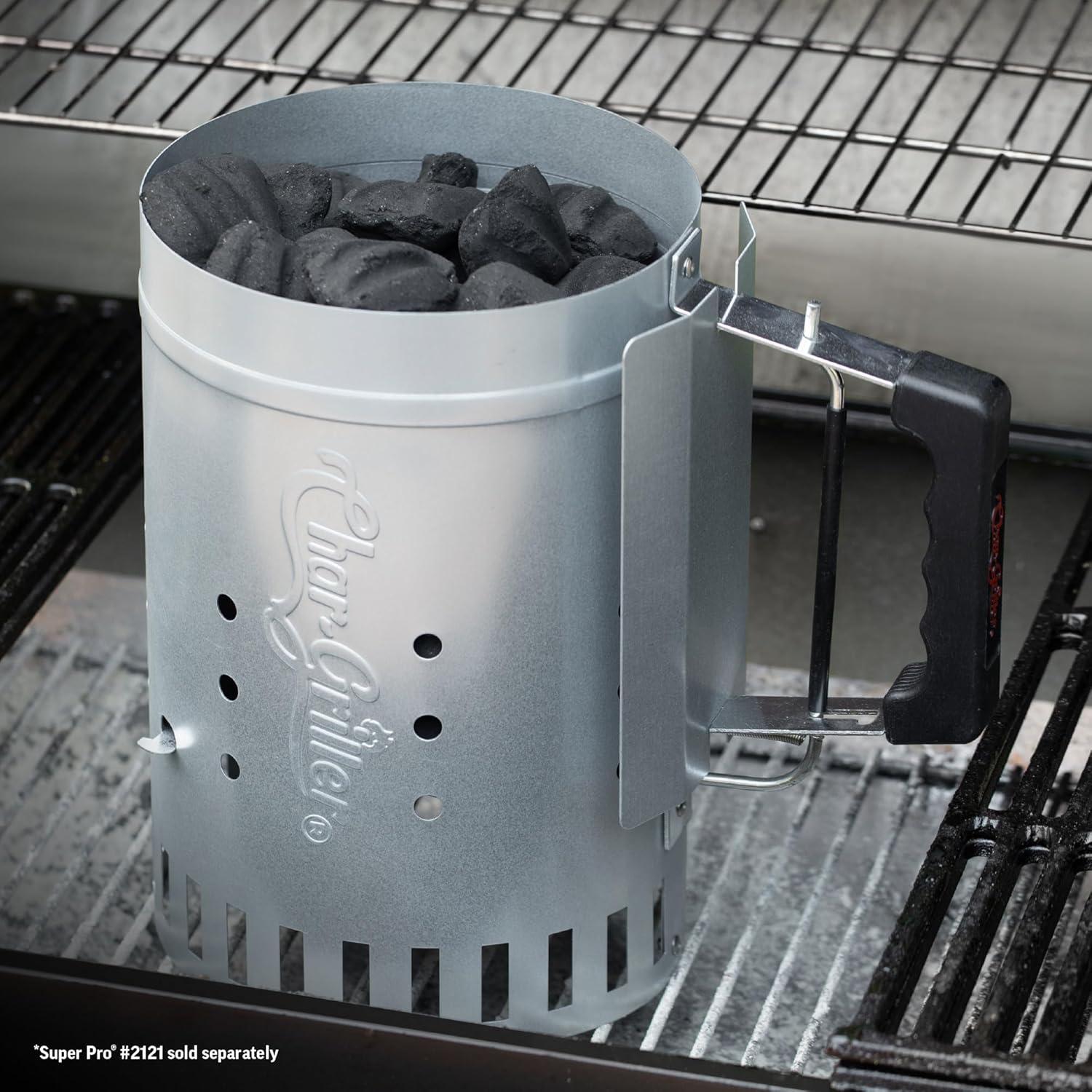 Char-Griller Charcoal Chimney Starter, 9586, Silver