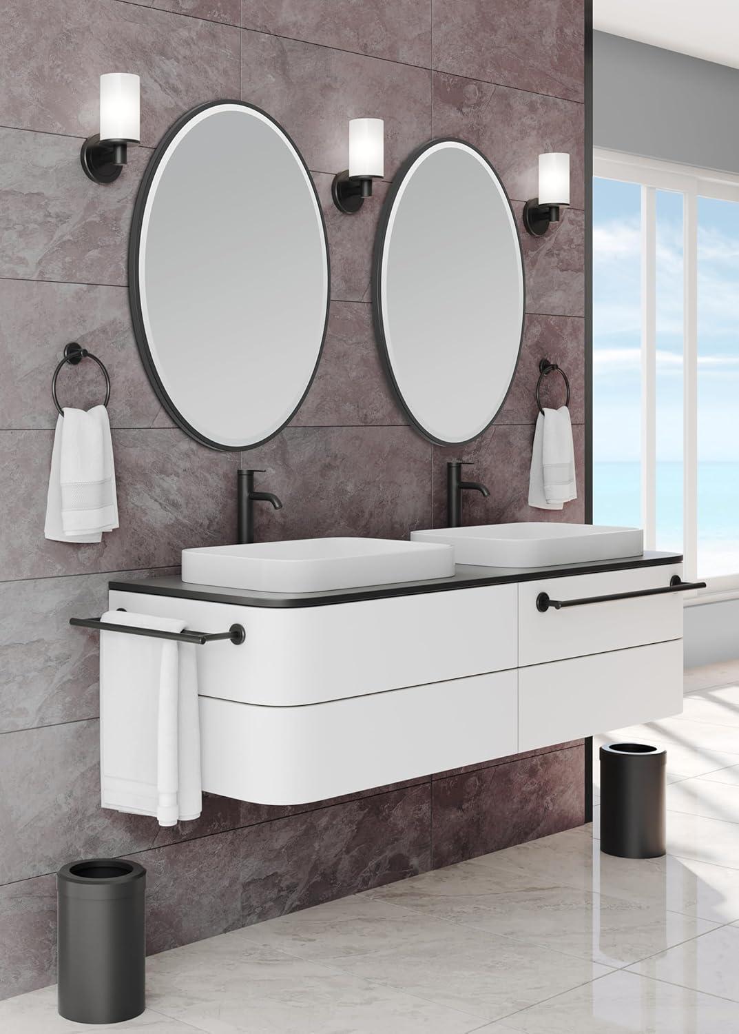 Flush Mount Framed Bathroom Vanity Mirror | Oval Framed Wall Mirror with Beveled Edge | Decorative Wall Mirror for Bathroom, Bedroom, Hallway, Entryway