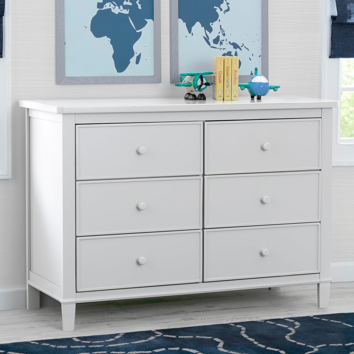 White Double Nursery Dresser with Interlocking Drawers