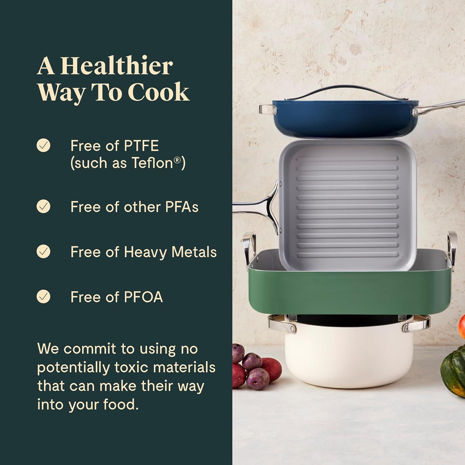 Caraway ® Sage Ceramic Non-Stick Roasting Pan with Rack