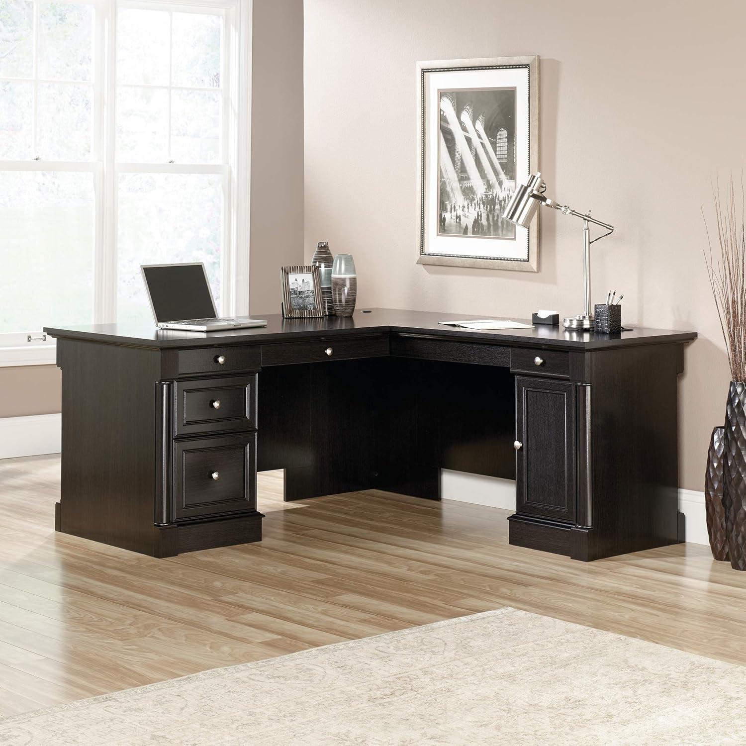 Sauder Palladia Engineered Wood L-Shaped Computer Desk in Wind Oak