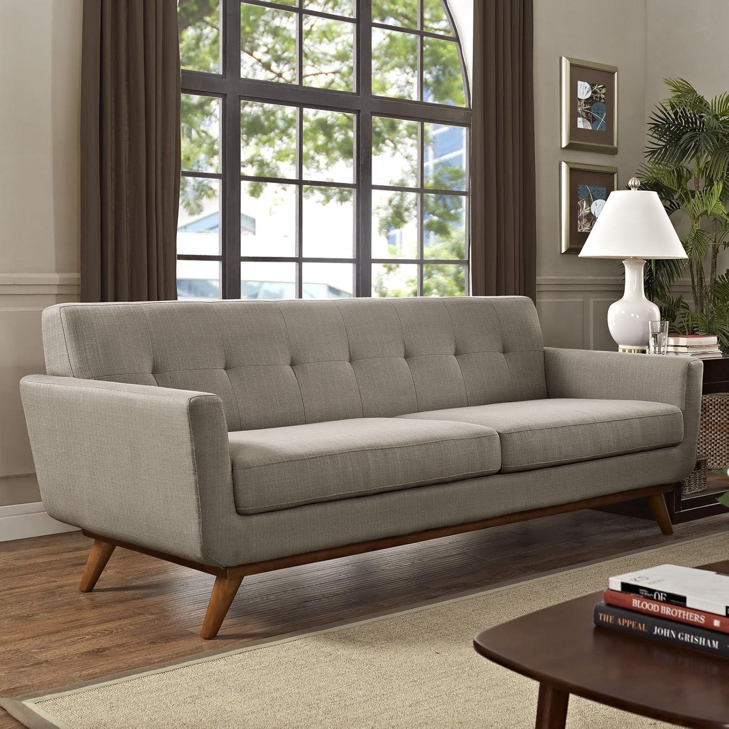 Modway Engage Upholstered Fabric Sofa in Granite