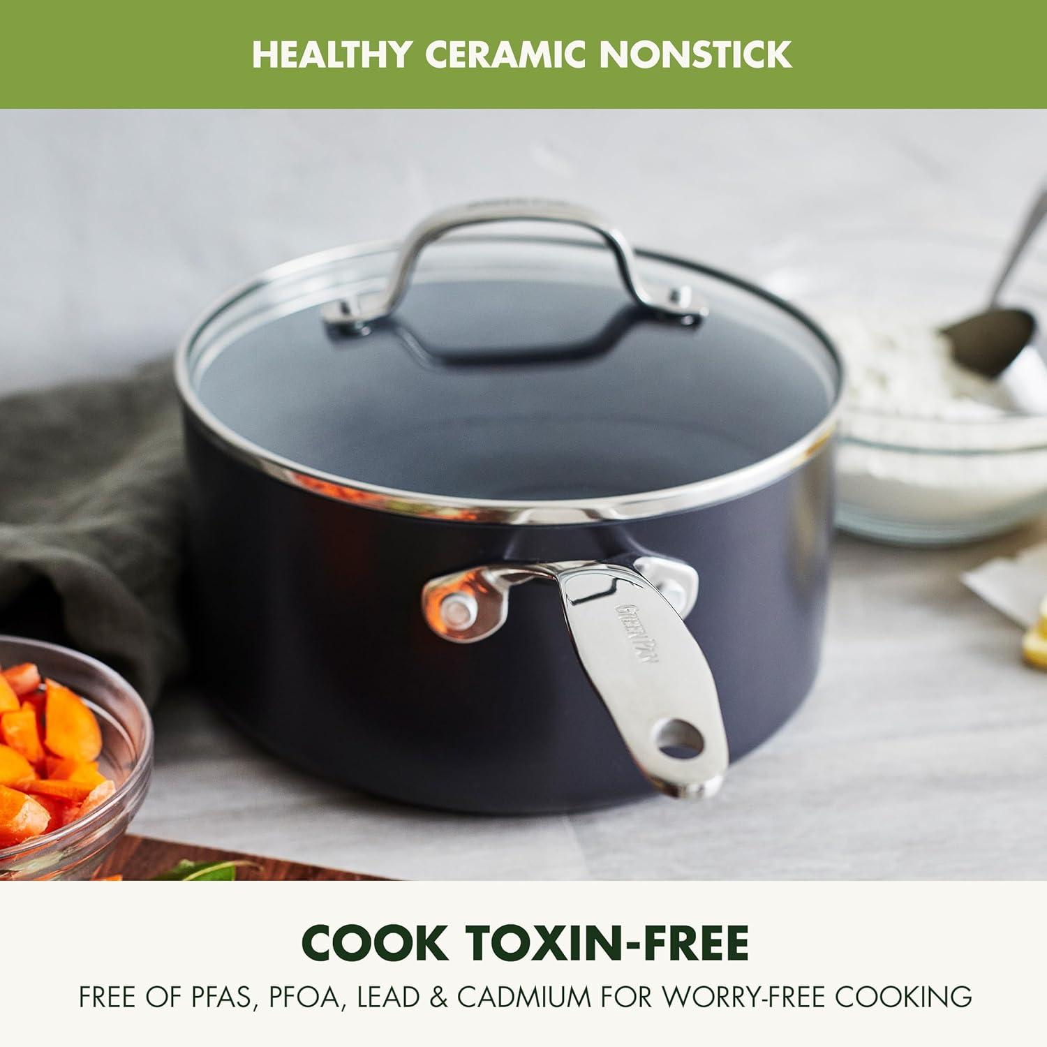 GreenPan Valencia Pro Healthy Ceramic Nonstick 2qt Saucepan With Lid