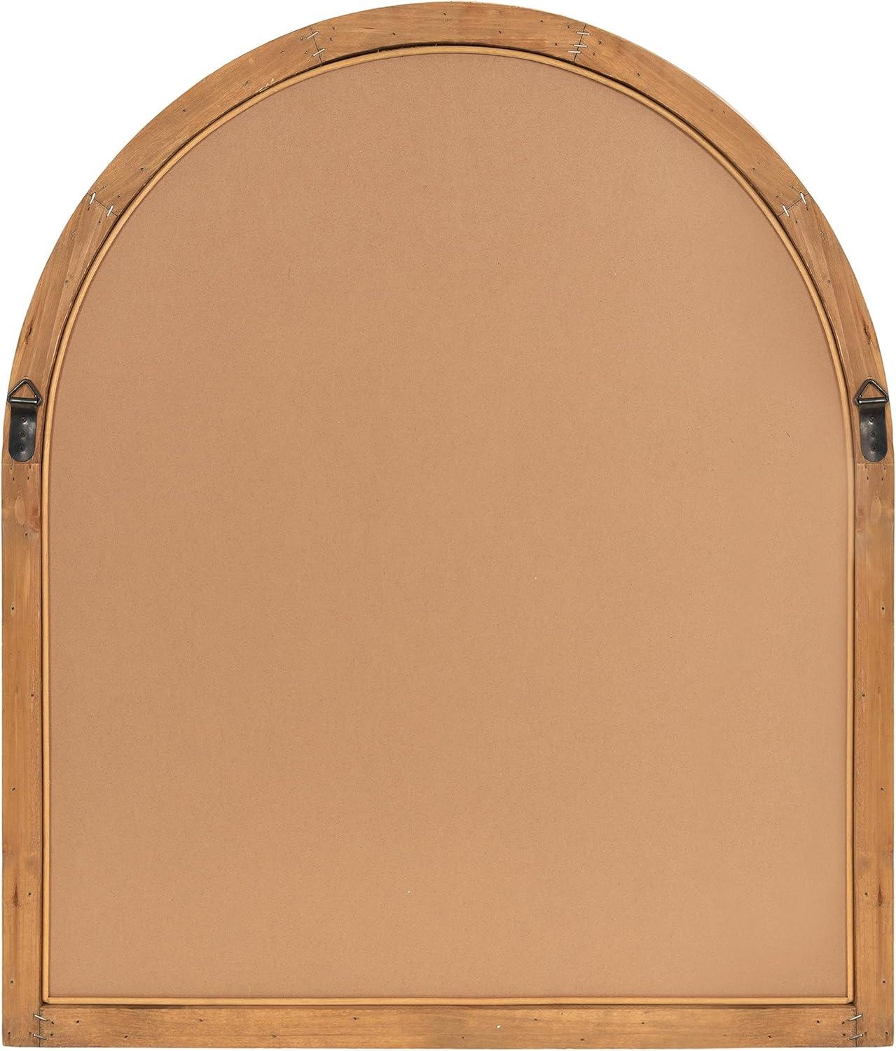 Kate and Laurel Rahfy Boho Arch Rattan Wall Mirror, 28 x 32, Natural Wood, Decorative Wooden Mirror with Authentic Rattan Frame for Bathroom Vanity Mirror