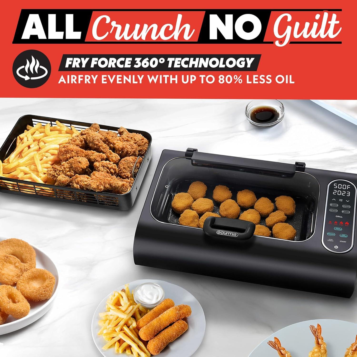 Gourmia Gourmia 6?Qt Smokeless Indoor Grill & Air Fryer FoodStation with Smoke Extracting Technology