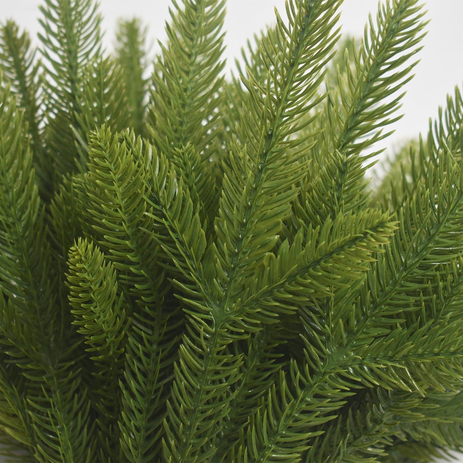 50 Pcs Artificial Pine Branches Christmas Pine Needles Green Plants Fake Greenery Pine Picks Christmas Decorations for DIY Garland Wreath Xmas Embellishing and Home Garden Decoration