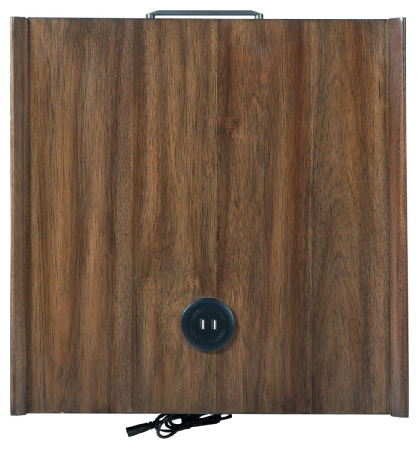 Signature Design by Ashley Calmoni Mid-Century Square End Table with 2 USB Charging Ports, Brown