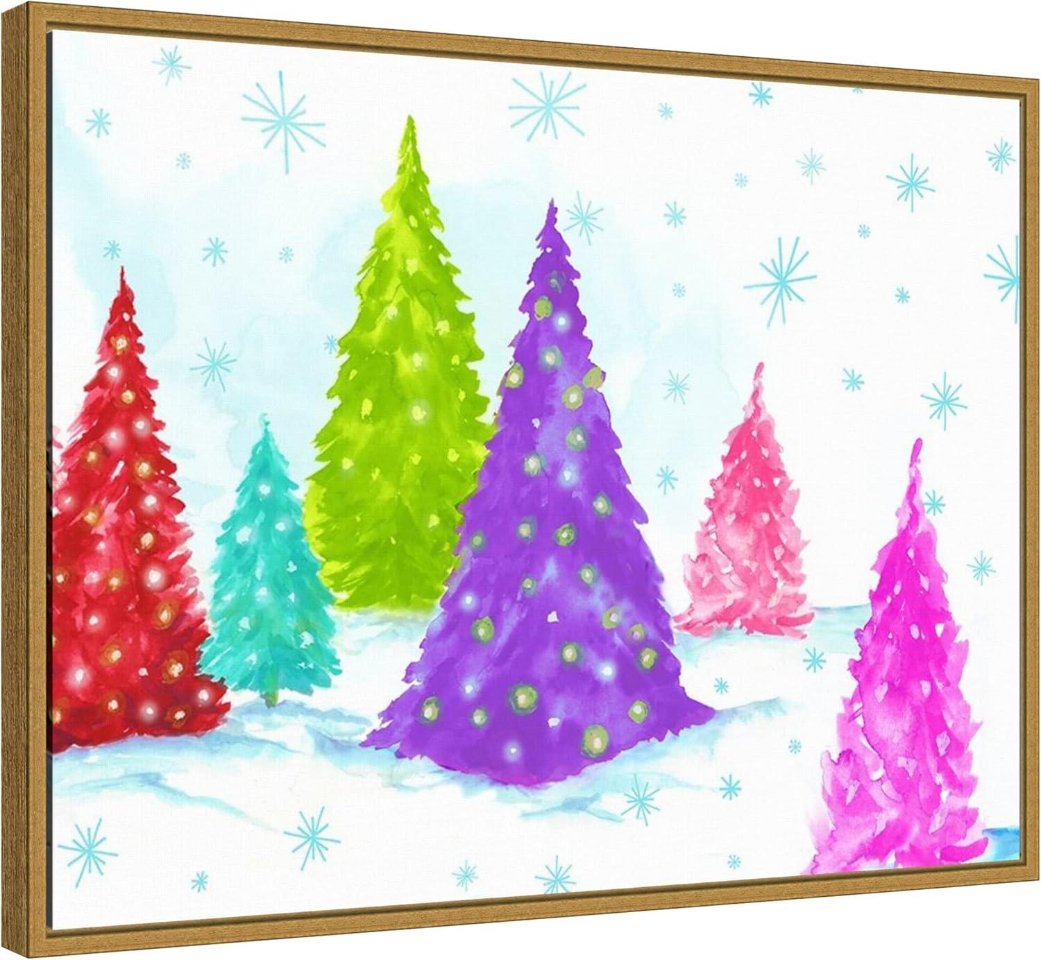 Amanti Art Magic Christmas Trees II by PI Studio Canvas Wall Art Print Framed 24 x 18-in.