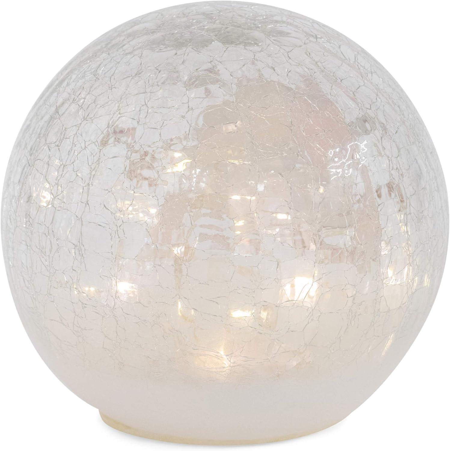 Mark Feldstein & Associates Woodland Cardinal Pair Rosy Red 6 x 6 Crackle Glass LED Lighted Holiday Globe