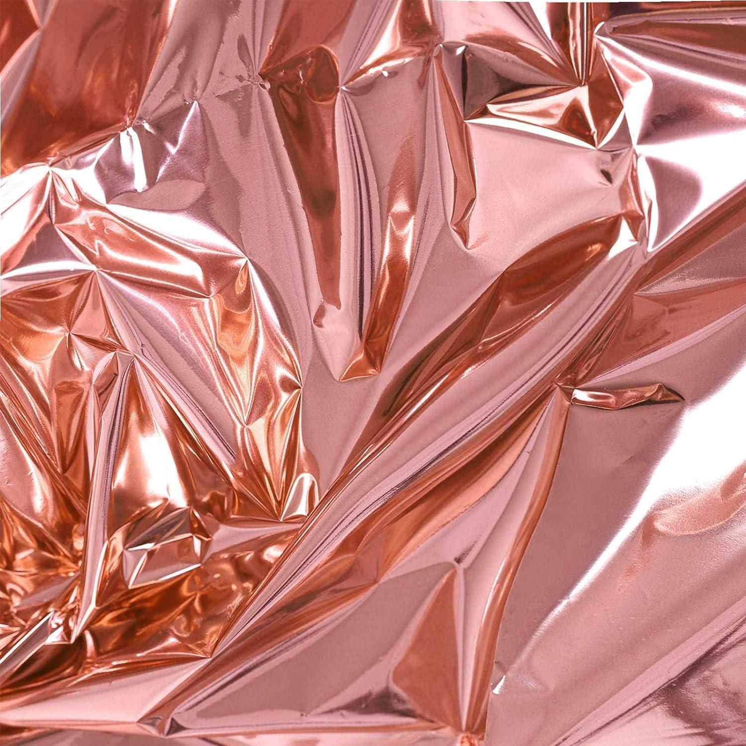 Sparkle and Bash 3 Pack Rose Gold Plastic Tablecloth, Metallic Table Cover Disposable for Pink Birthday Parties, Bridal Shower Decor, 54 x 108 In