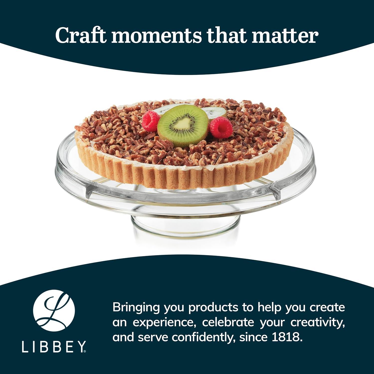 Libbey Selene 6-in-1 Multiuse Glass Server, Punch Bowl, Chip and Dip Bowl, Cake Stand