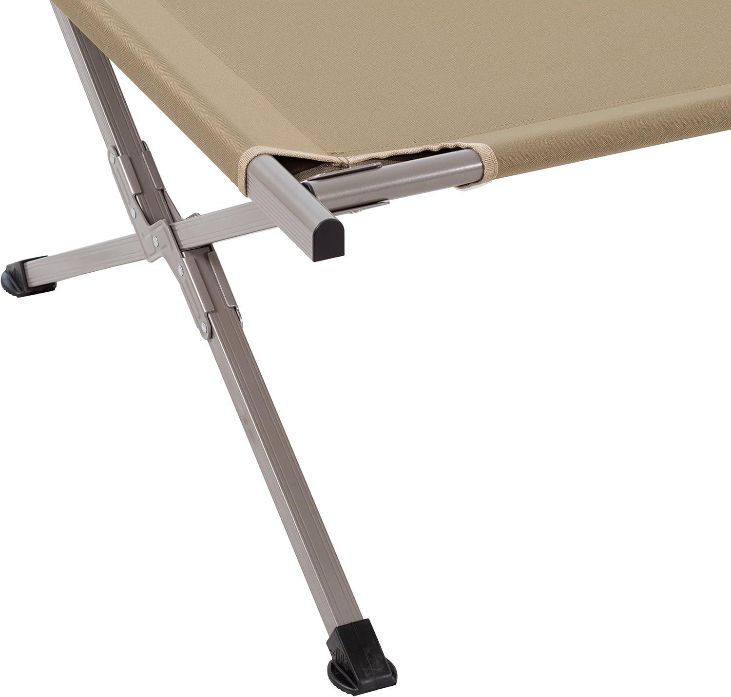 Khaki XL Aluminum and Polyester Folding Camp Cot