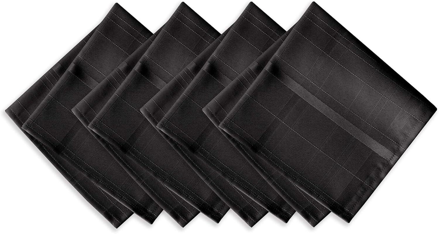 Black Plaid Polyester Napkin Set of 4 - 17" x 17"