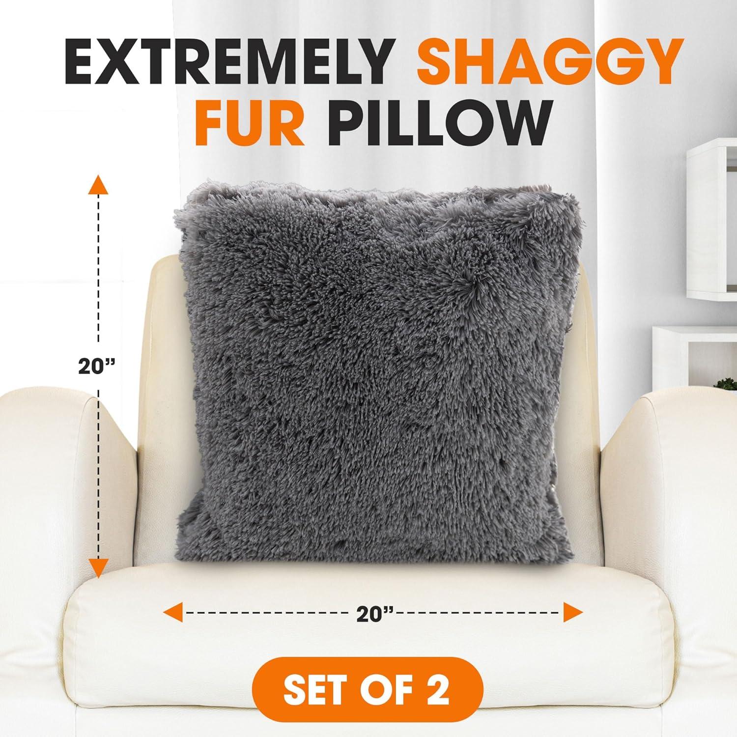 Cheer Collection Cheer Collection Shaggy Hair Decorative Throw Pillows (Set of 2)