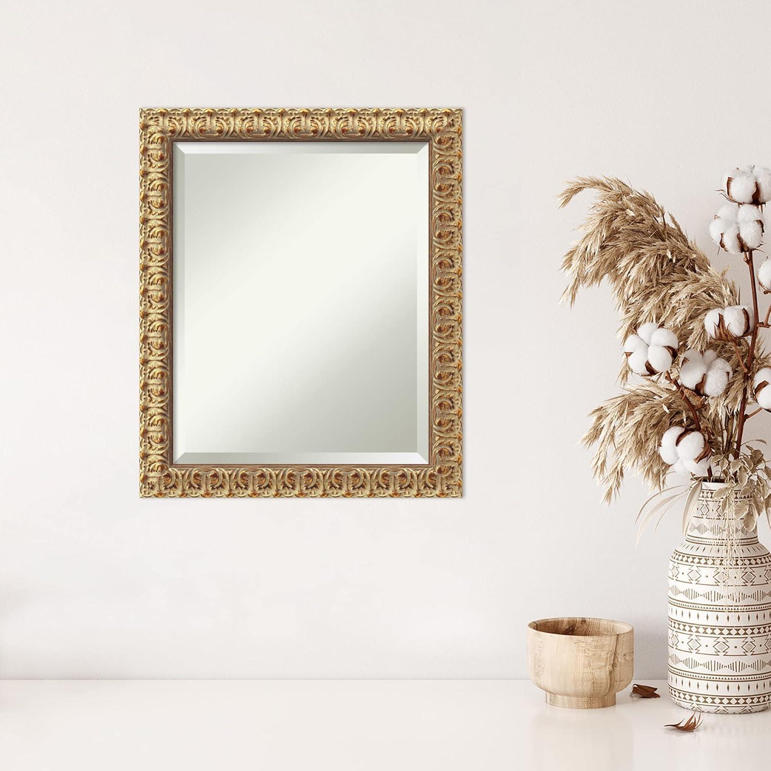 Amanti Art Florentine Gold Beveled Wood Framed Wall Mirror