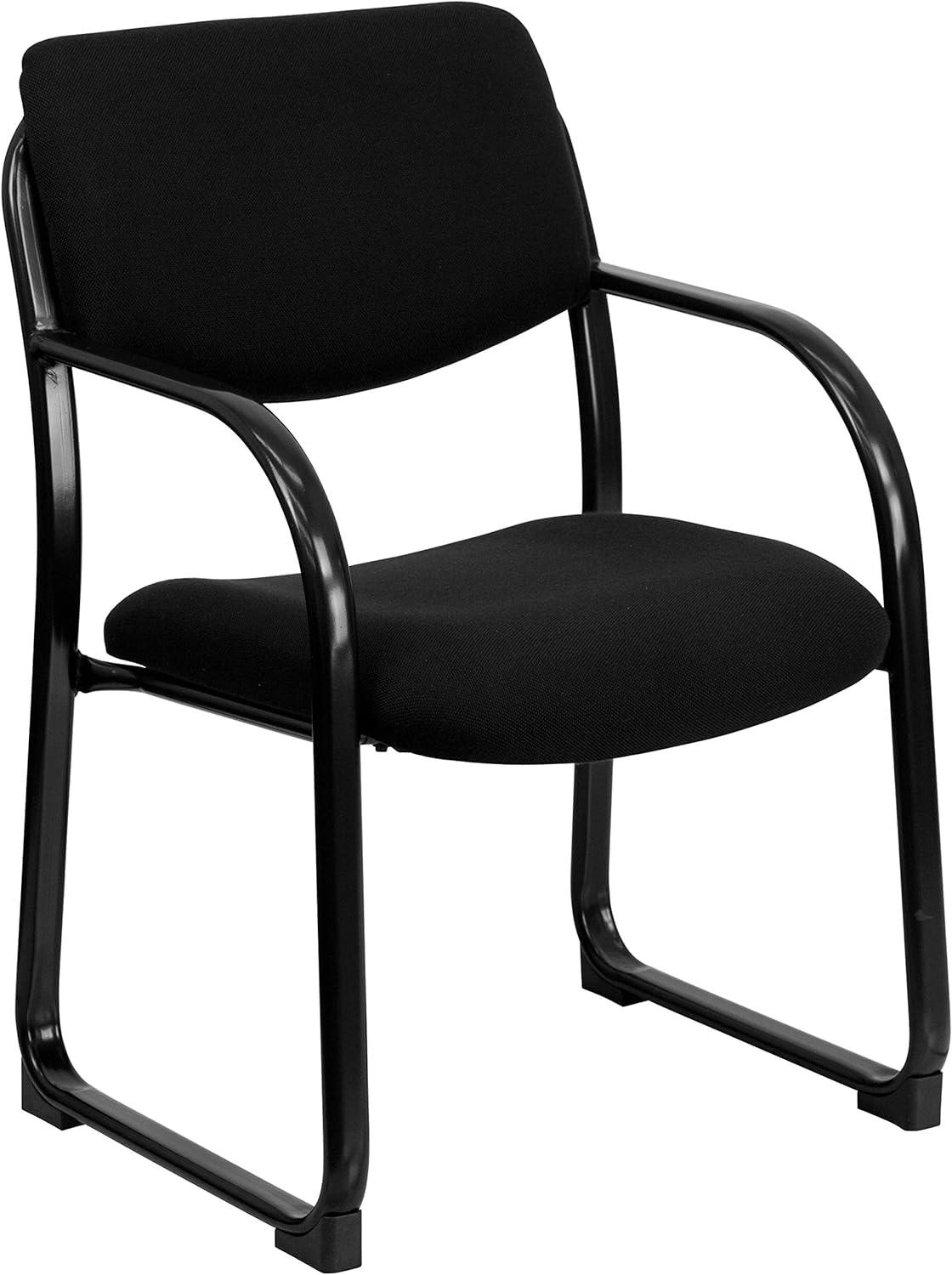 Elegant Black Fabric Executive Reception Chair with Sled Base