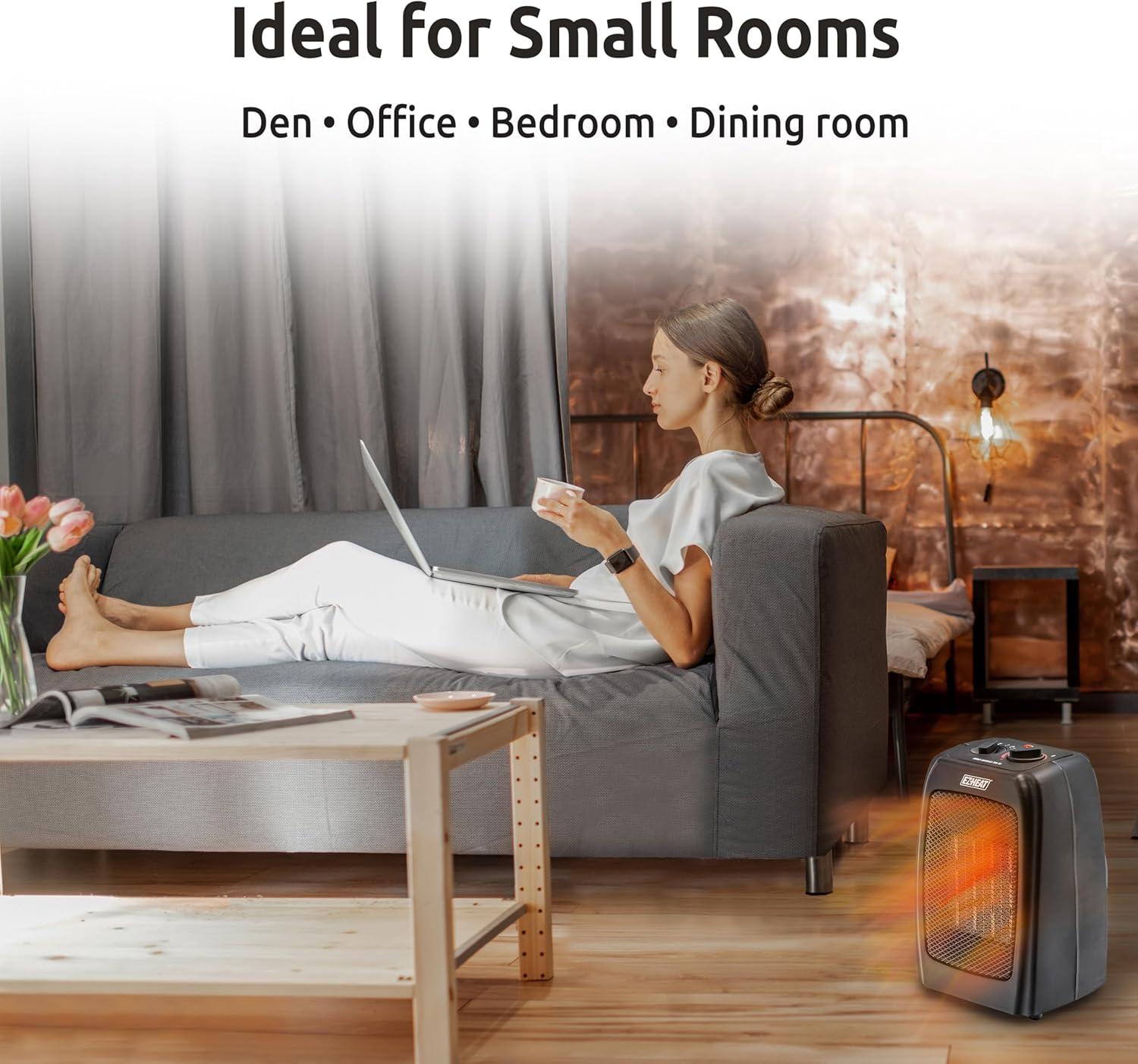 EZ-Heat Personal Ceramic Desktop Space Heater with Thermostat