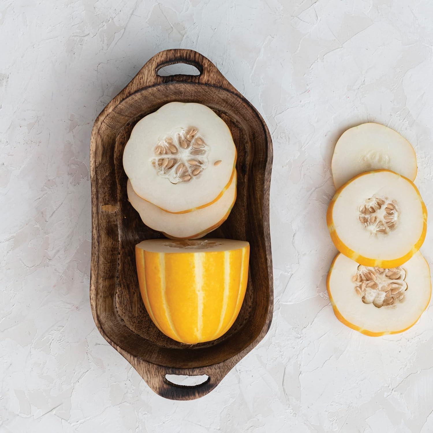 Rustic Polished Mango Wood Rectangular Serving Tray