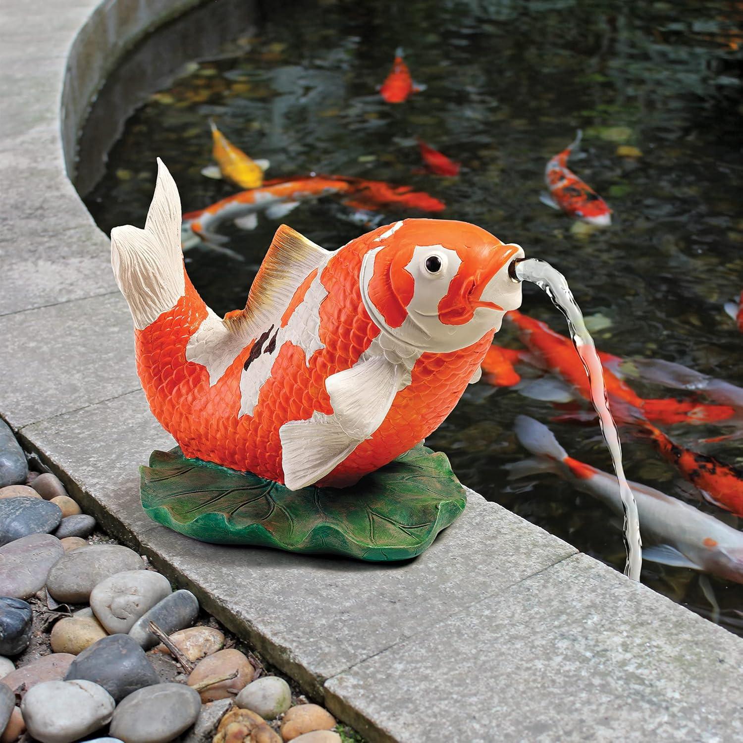 Design Toscano Kohaku Asian Koi Piped Spitter Statue