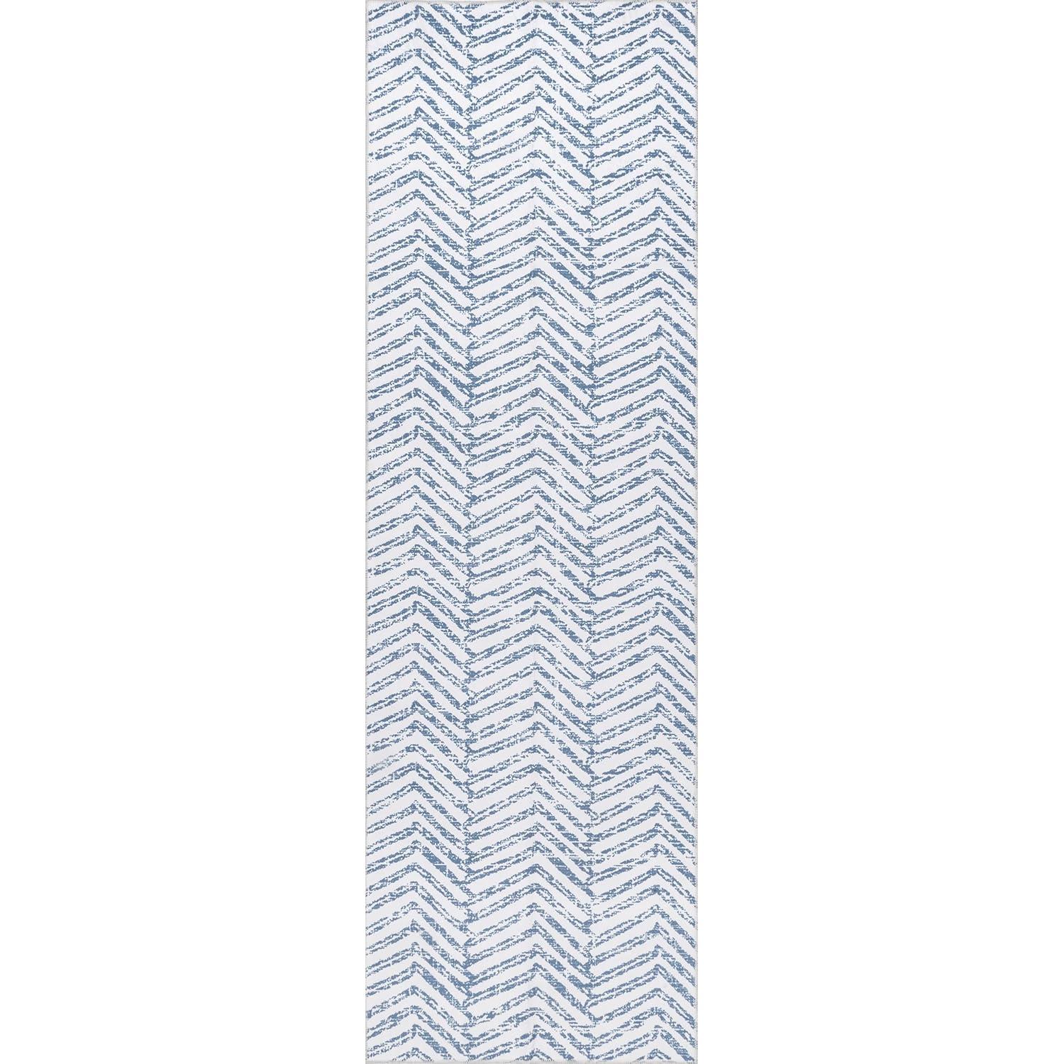 Nuloom Rosanne Pet Friendly Machine Washable Geometric Area Rug, Runner 2' 6" x 8', Blue