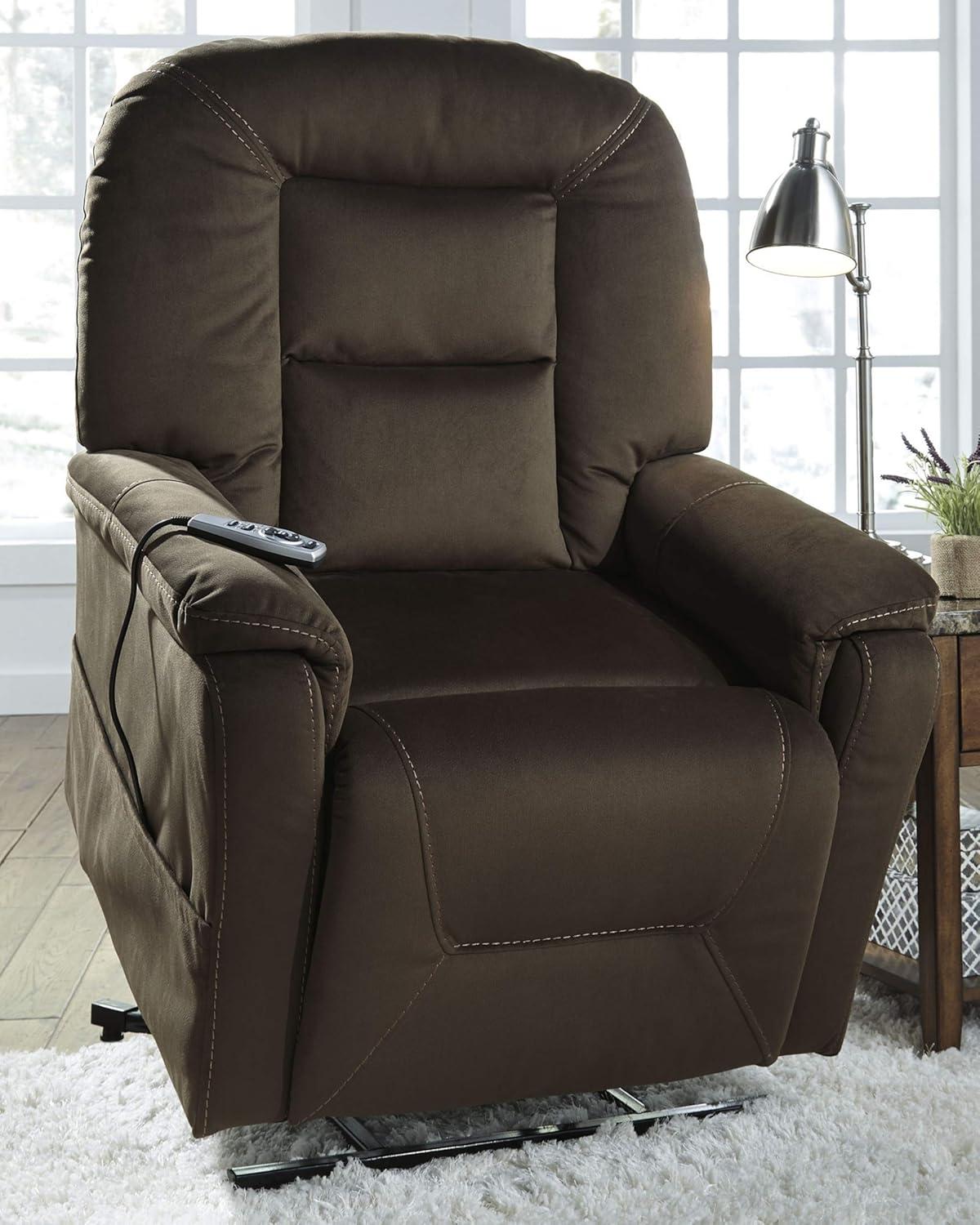 Signature Design by Ashley Contemporary Samir Power Lift Recliner  Coffee