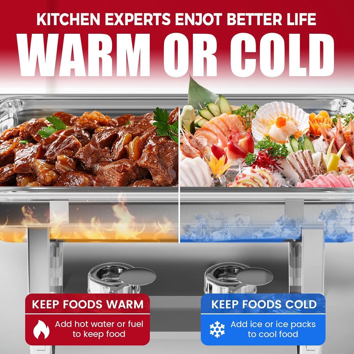 The Party Aisle™ Chafing Dishes For Buffet 4 Pack, 8 Qt Stainless Steel Chafers And Buffet Warmers Sets With Lid, Rectangle Serving Food Warmer Catering Supplies Buffet Display For Parties