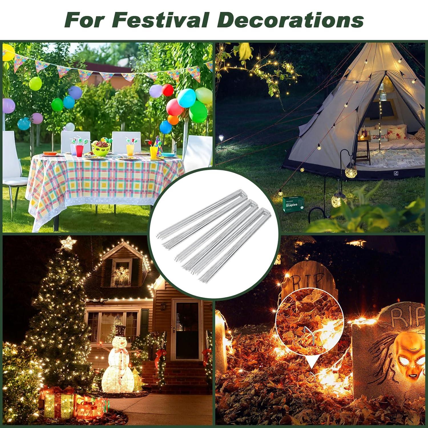 6 Inch 500 Pack Galvanized Landscape Staples Plant Cover Stakes 11 Gauge Tent Stakes Garden Stakes Landscaping Fabric SOD Pins Yard Stakes for Decoration Weed Barrier Fabric