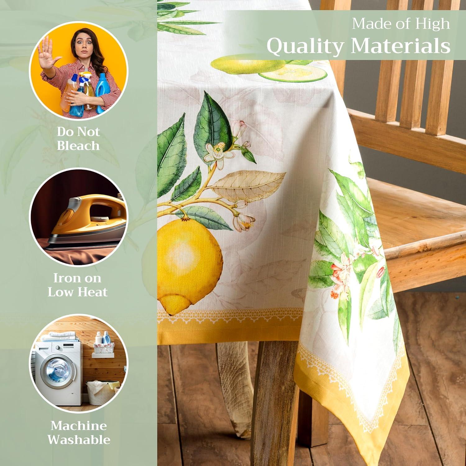 Limoncello Yellow and Green Cotton Rectangular Tablecloth 60" x 120"