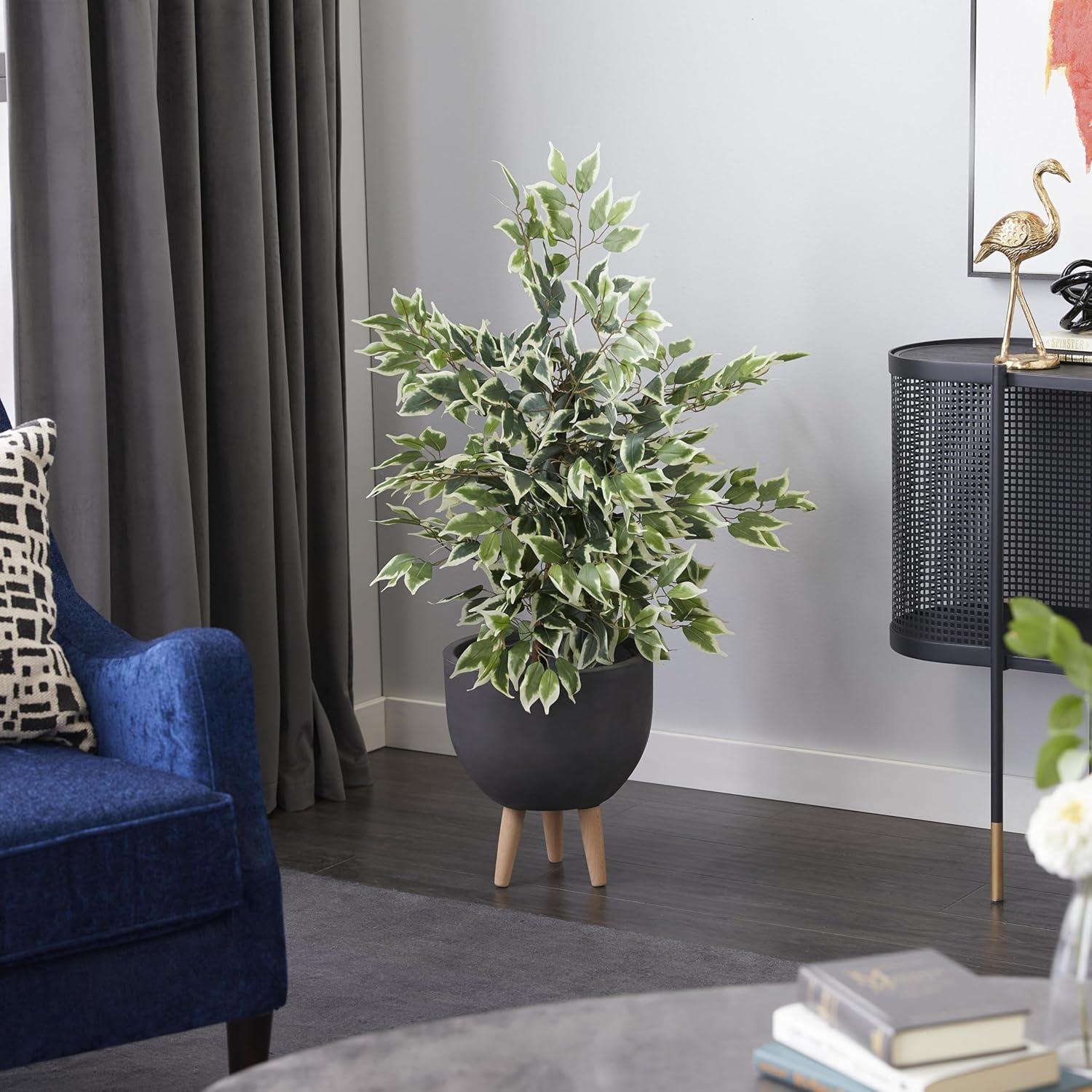 DecMode 73" Artificial Ficus Tree in Realistic Leaves and Black Plastic Pot