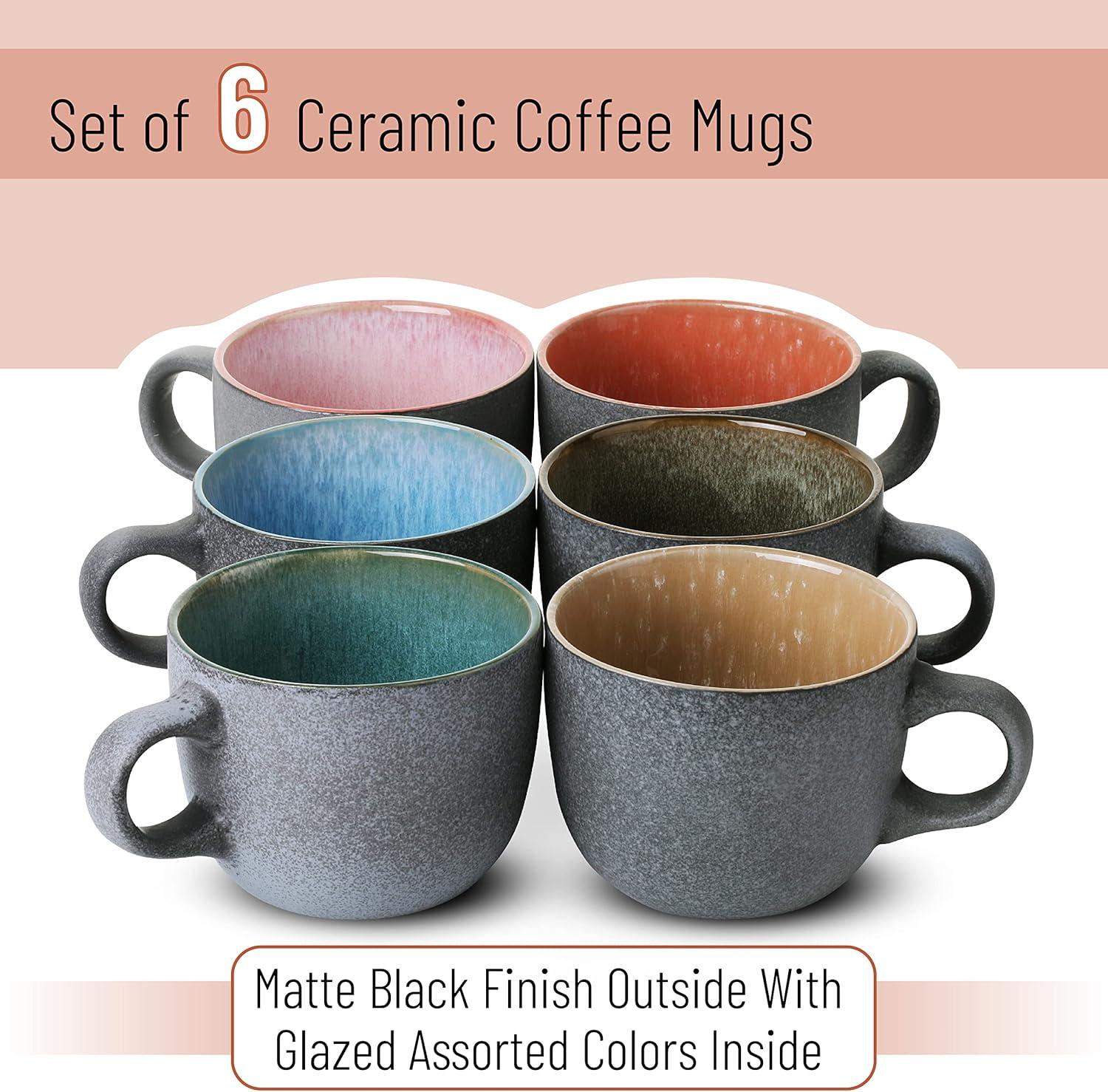 BTaT- Coffee Mug Set, Set of 6, 14 oz(415ml), Coffee Cup Set, Ceramic Coffee Cups, Coffee Mug Ceramic Set, Coffee Cup Sets, Mugs, Coffee Cups, Mugs for Coffee, Coffee Cups Set