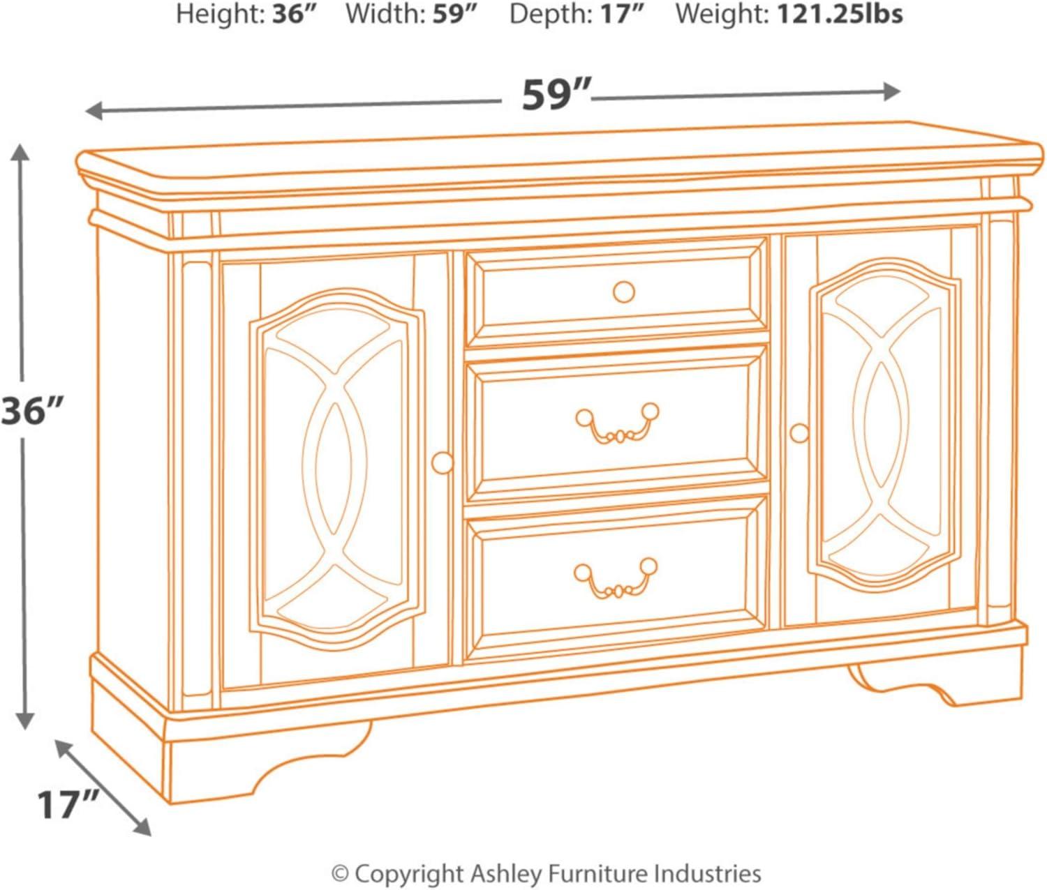 Chipped White and Distressed Wood Mirrored 59'' Rustic Sideboard