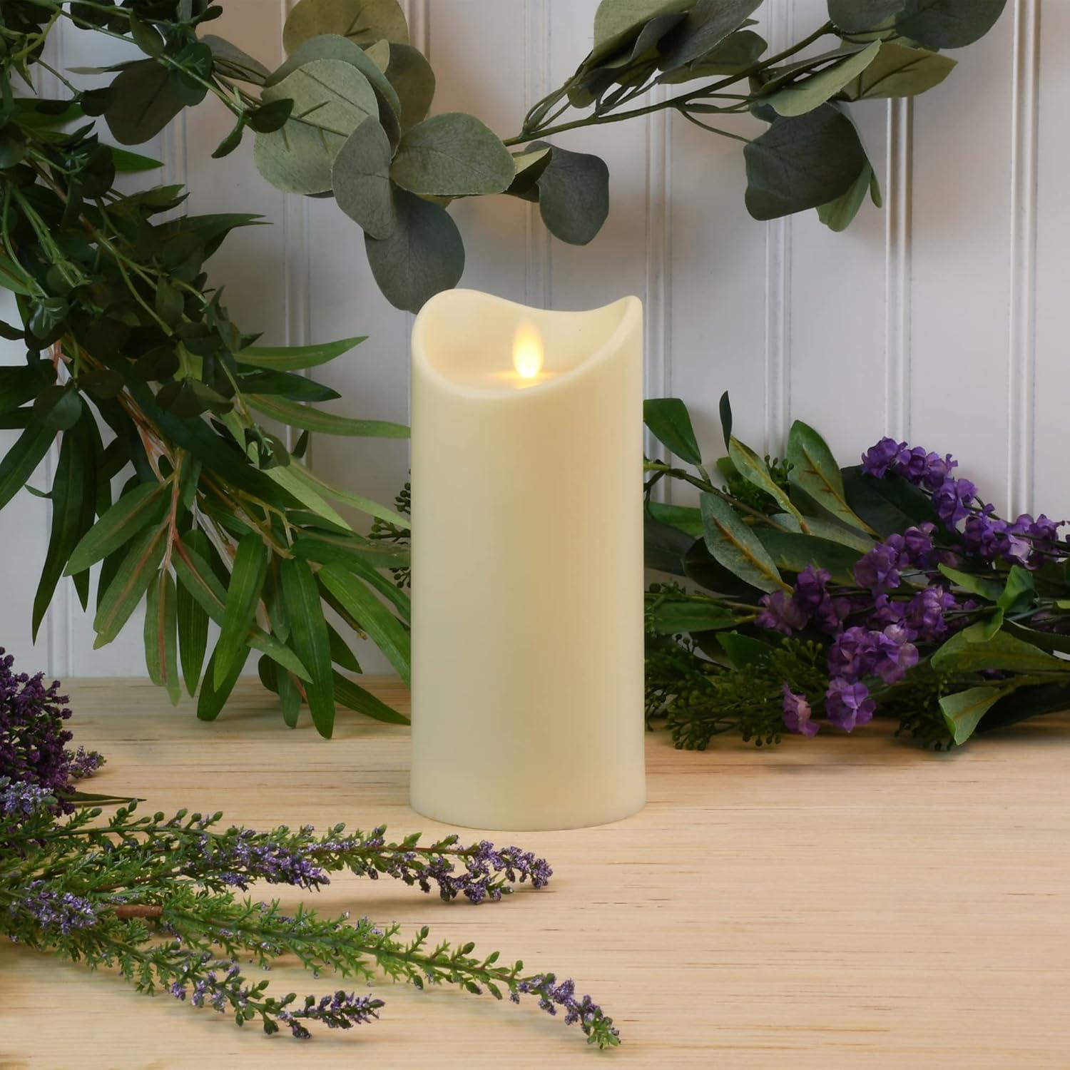 Cream Flameless LED Pillar Candle with Moving Flame