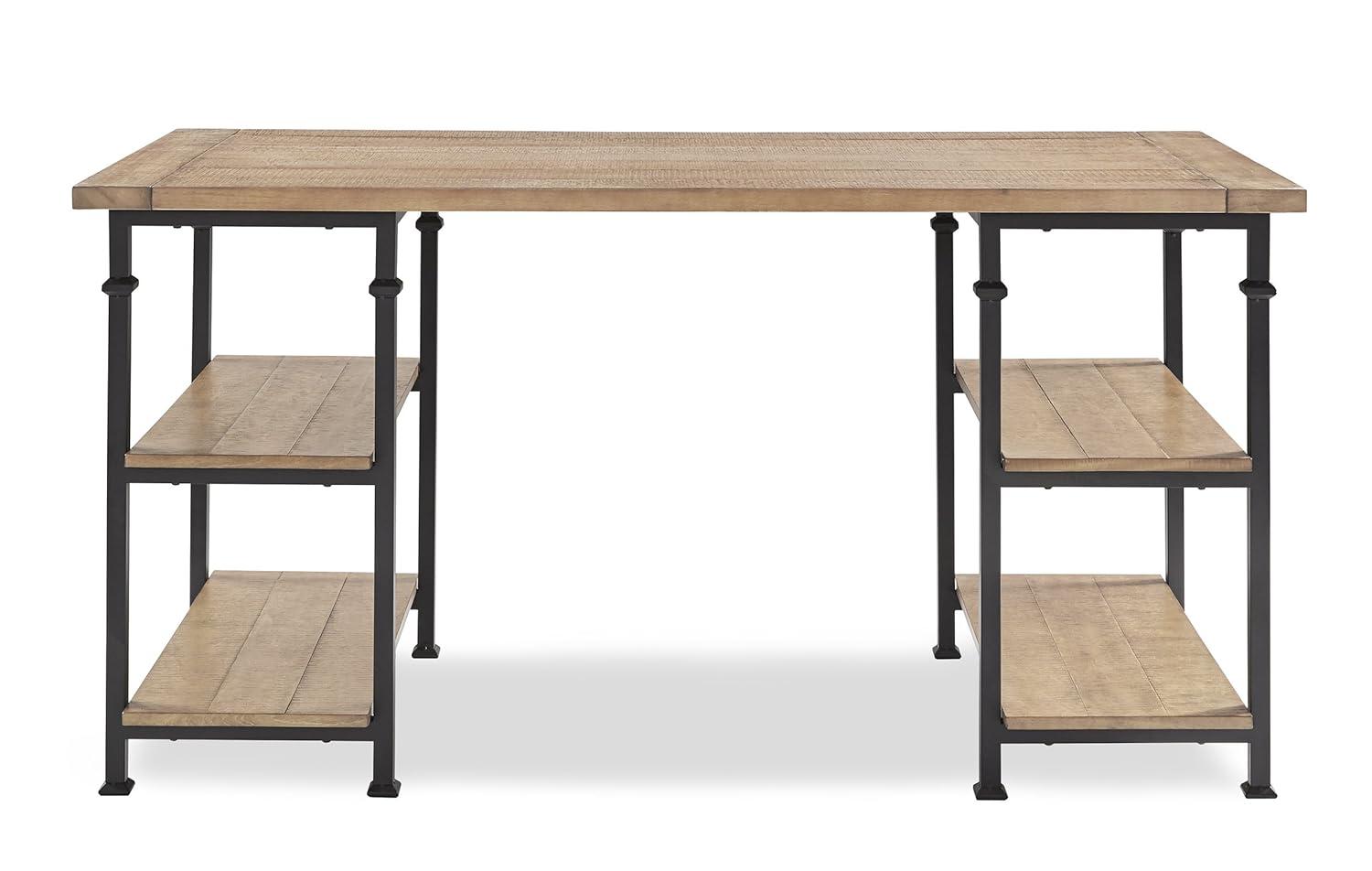 Lexicon Factory Farmhouse Wood and Metal Writing Desk in Brown/Black